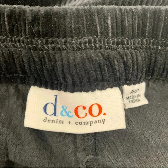 Denim Co Black Corduroy Pants Woman 16P  Pull‎ On Straight Leg Pockets Workwear - Picture 9 of 13